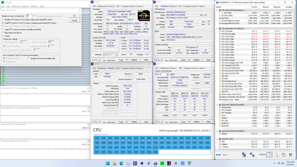 ryzen threadripper 3990x prime95 non-avx