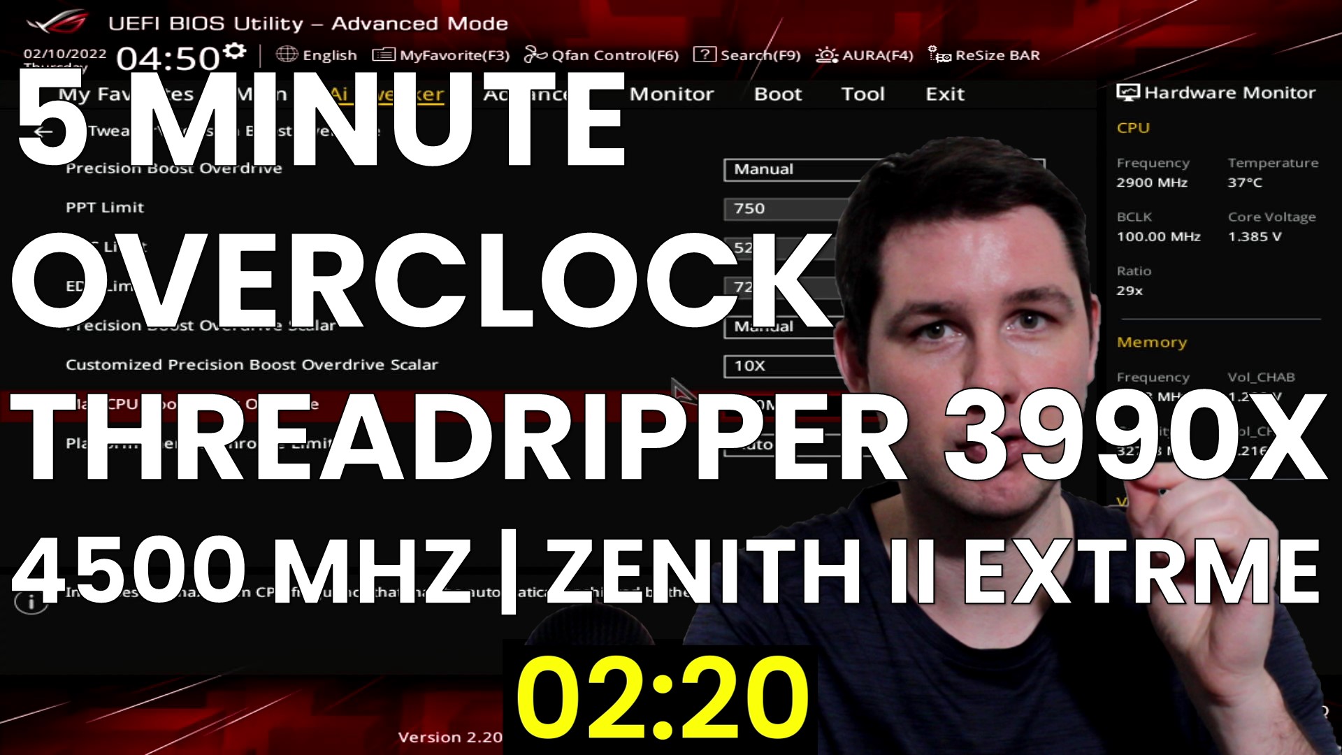 ryzen threadripper 3990x 5 minute overclock