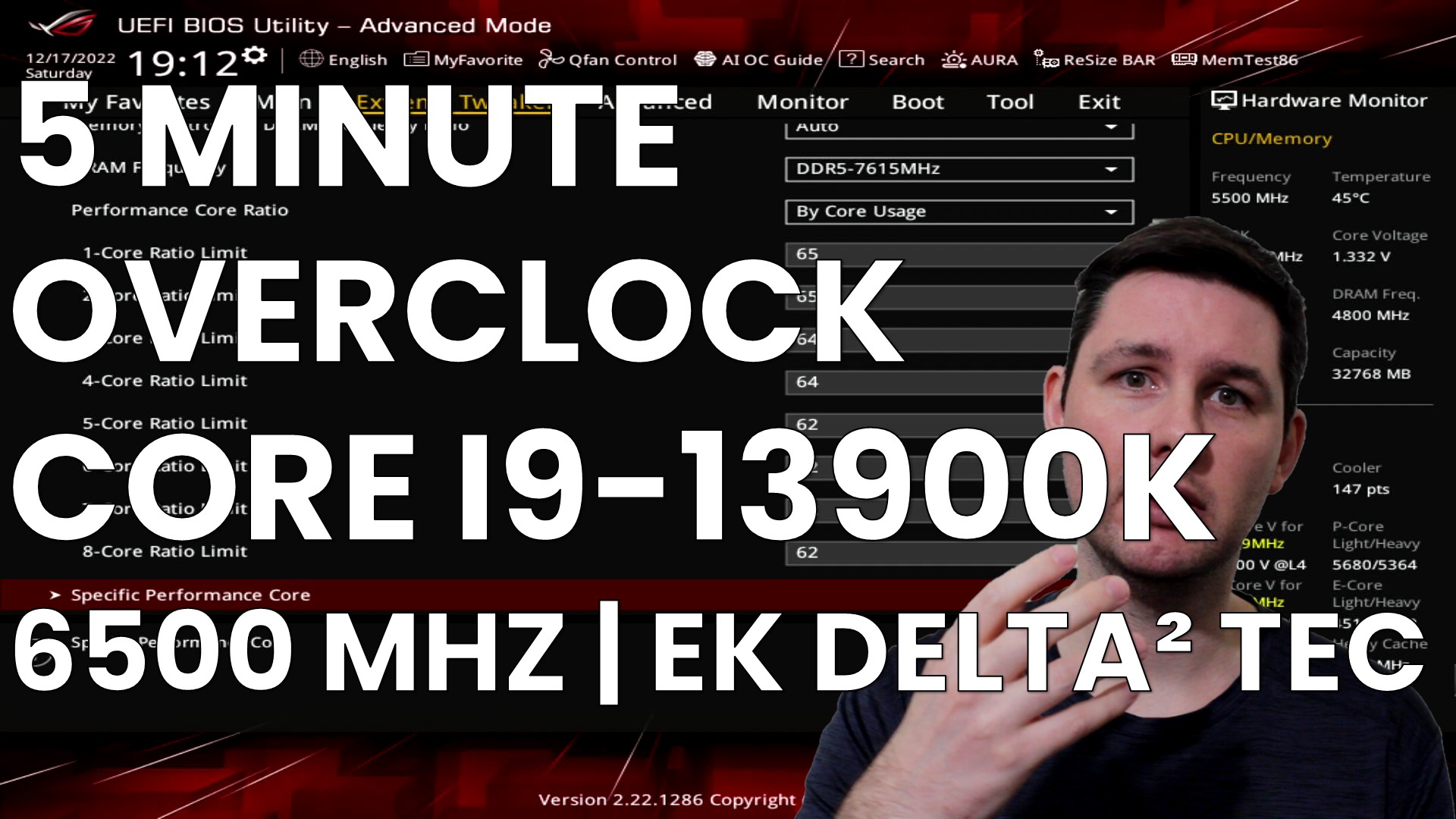 core i9-13900K P-cores 5 minute overclock