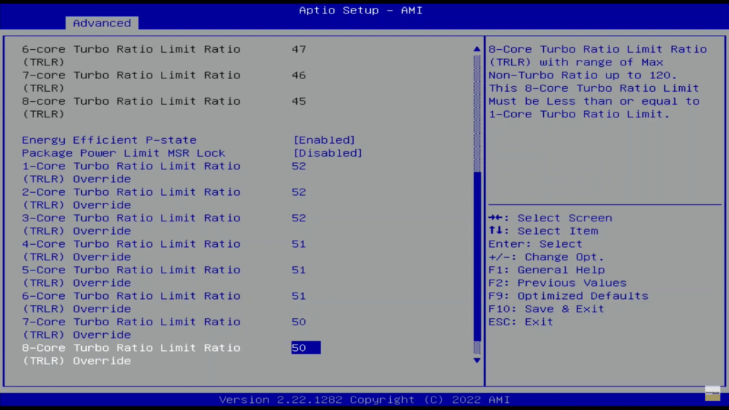 11980hk turbo ratio limit ratio override