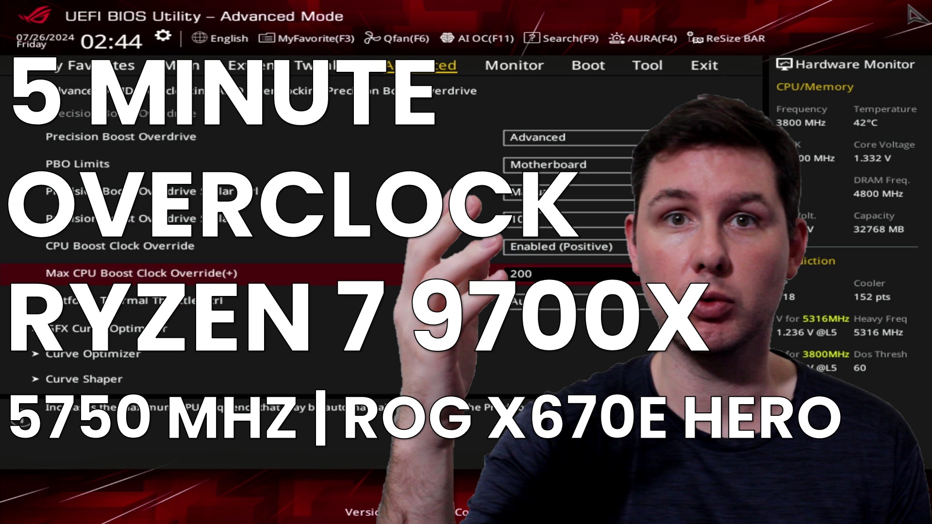 ryzen 7 9700x 5 minute overclock