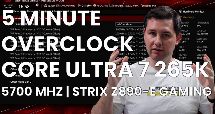 core ultra 7 265k 5 minute overclock