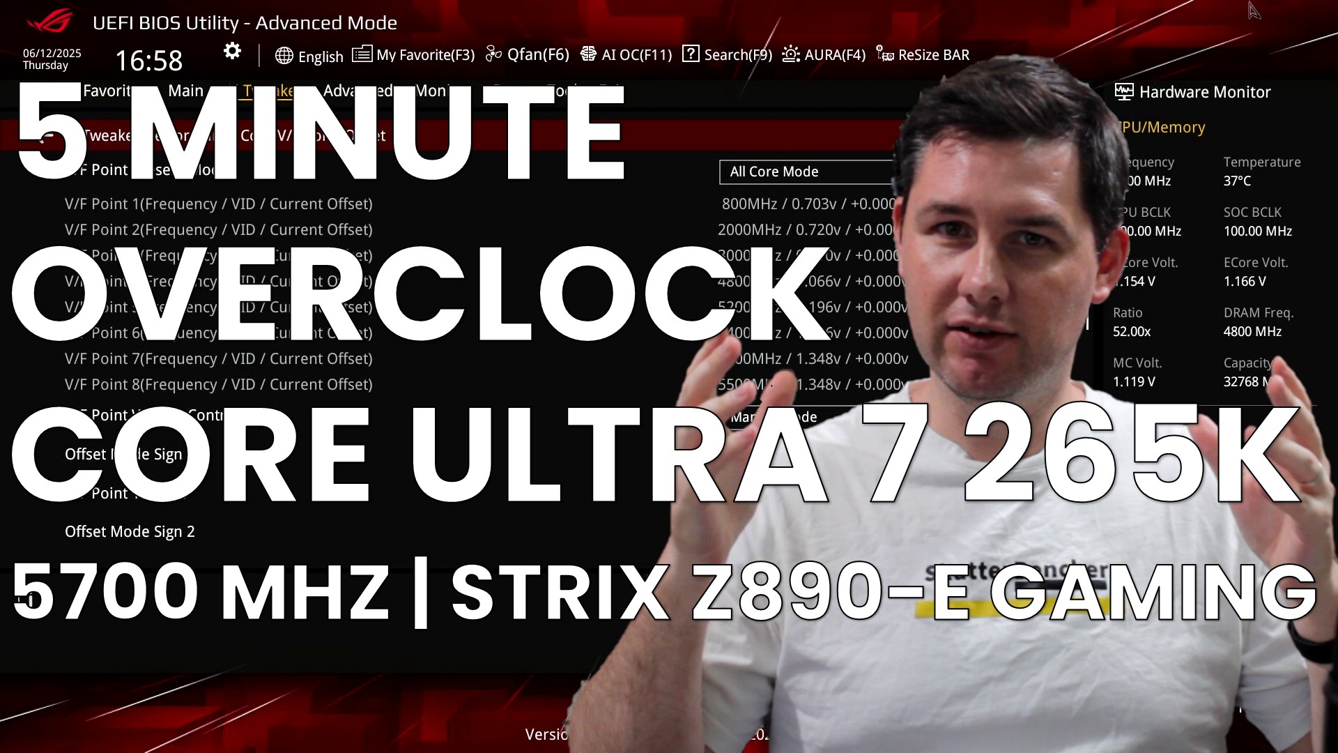 core ultra 7 265k 5 minute overclock